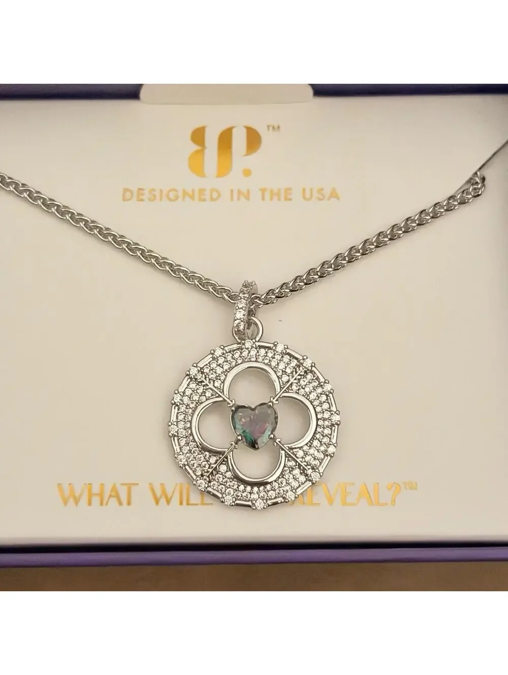 Bomb Party June Heart Clover “Designer Details” NK76173 Alexandrite on Rhodium